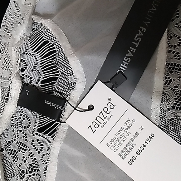 Long Sleeve Woven Woven Lace Chiffon Irregular Hem OpenFront Kimono Duster Ivory - Picture 6 of 7